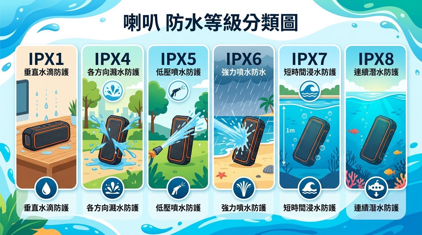 喇叭防水等級分類功能說明
